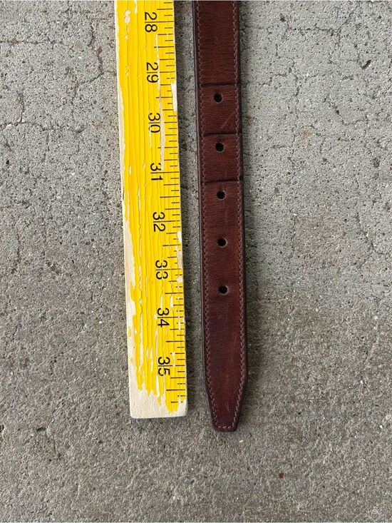 Vintage Fossil Genuine Leather Link Belt Brown Brass Tone Buckle